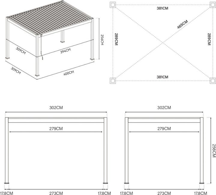 Produktbild Weide Pergola Classic 3x4m mit Lamellendach Sand (400 cm, 300 cm)