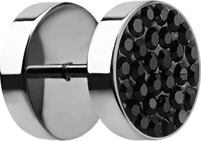 Image du produit Star Piercing Fake Plug avec cristal noir (sans laiton, Acier chirurgical 316L)