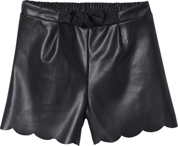 Vertbaudet Mädchen Shorts aus Leder-Imitat mit Dehnbund