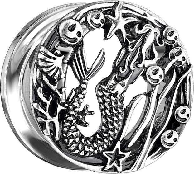 Actual product image Star Piercing Flesh Tunnel old silver Aquarius (Brass, Surgical steel 316L)