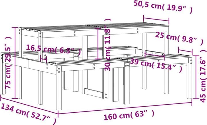 Produktbild VidaXL Picknicktisch Douglasie (134 cm)
