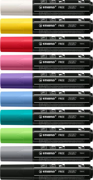 Actual product image STABILO Acrylic markers - FREE Acrylic - T800C wedge tip 4-10mm - single pen - black (Black, 10 mm, 1 x)