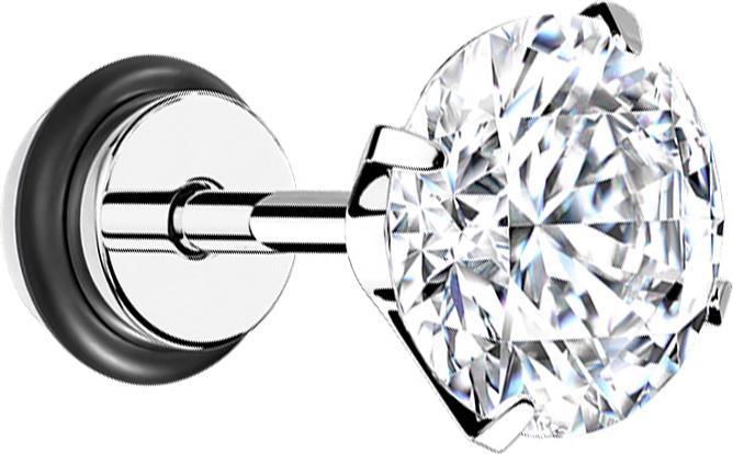 Produktbild Star Piercing Fake Plug silber Kristall silber mit O-Ring (Chirurgenstahl 316L)