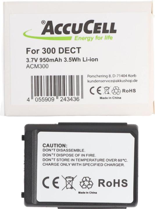 Actual product image AccuCell Battery suitable for Alcatel Mobile 300, 400 DECT Battery 3BN66305AAAA000828, max. 950mAh