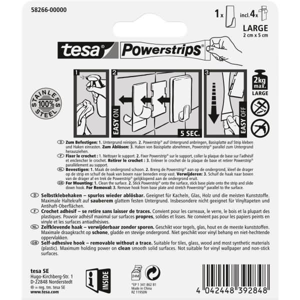 Produktbild tesa Powerstrips Haken LARGE Metall