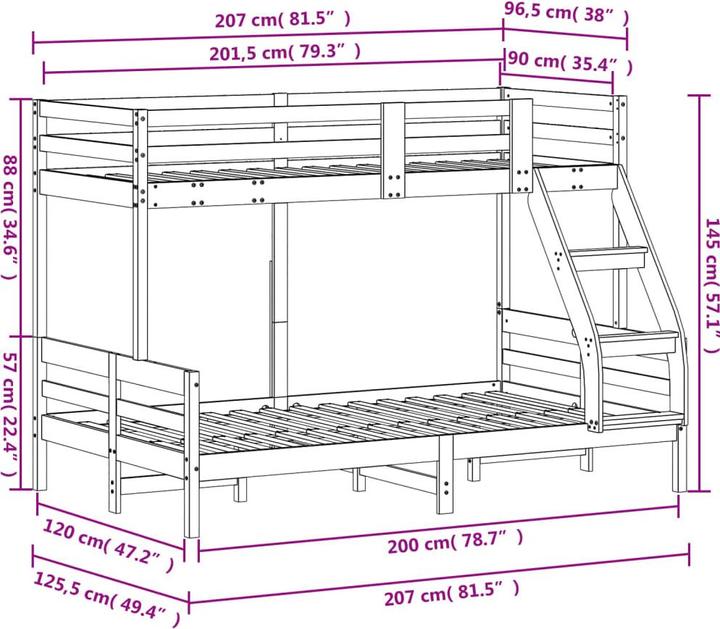 Produktbild VidaXL Etagenbett (120 x 200 cm)