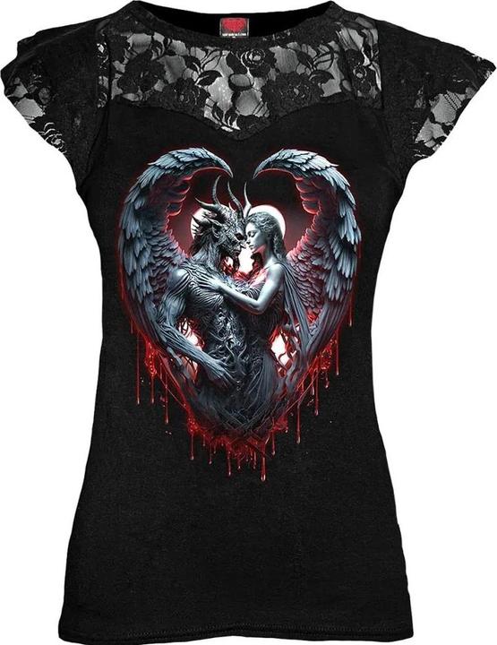 Spiral Solemn Vow TShirt Spitzendetail Kurze Ärmel