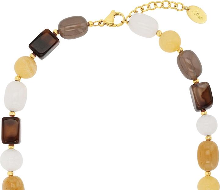 Actual product image S.Oliver Halsschmuck für Damen, Edelstahl, Schmuckstein synth., Jade, Achat (Stainless steel, 3 cm)
