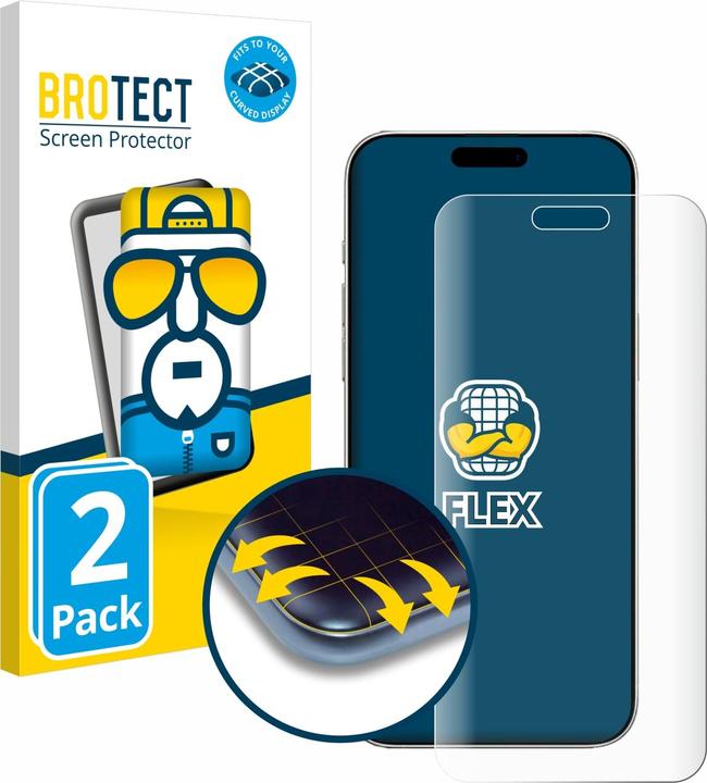 Image du produit BROTECT Film de protection plein écran Film de protection d'écran clair transparent (2 pièce(s), Apple iPhone 16 Plus)