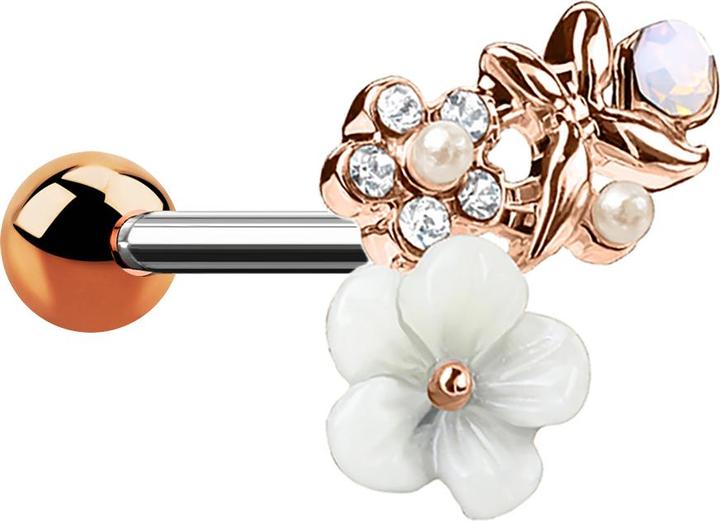 Produktbild Star Piercing Micro Barbell rosegold Schmetterling in Blumenwiese (Chirurgenstahl 316L, Messing)