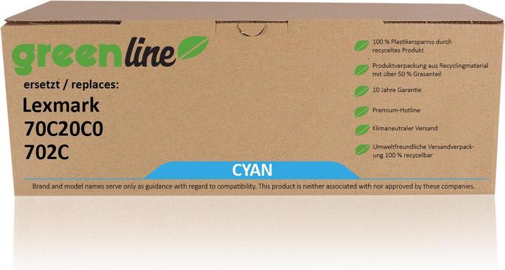 Actual product image Inkadoo Toner greenline replaces Lexmark 70C20C0 / 702C toner, cyan Cyan (C)