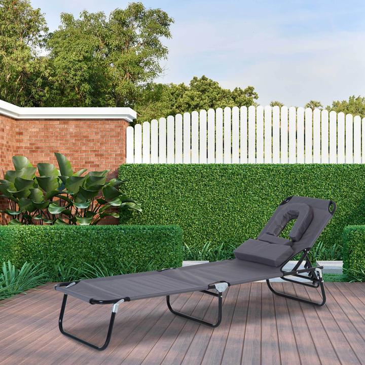 Produktbild Outsunny Gartenliege mit Gesichtsöffnung (190 cm)