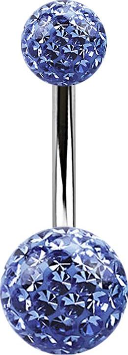 Actual product image Star Piercing Banana silver with two crystal balls light blue Epoxy protective layer (Surgical steel 316L)