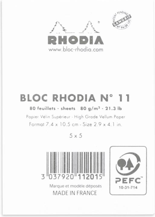 Produktbild Rhodia Blöcke geheftet 80g Basics (A7, Kariert, Weicher Einband)