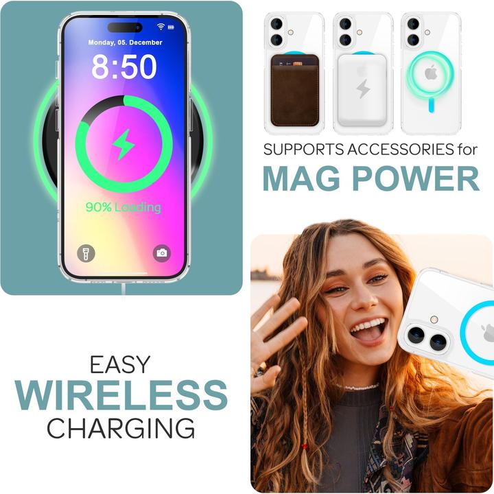 Actual product image Nalia Clear hard case, MagSafe ring glows in the dark (Apple iPhone 16)