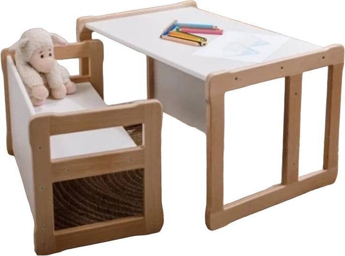 Produktbild Activity Board Waldorfmöbel-Set für Kinder bestehend aus einer multifunktionalen grossen Bank und einer kleinen (Kindersessel)