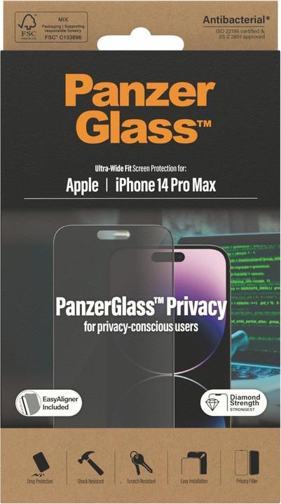 Actual product image PanzerGlass Screen Protector Ultra Wide Fit Privacy iPhone 14 Pro Max (1 Piece, Apple iPhone 14 Pro Max)