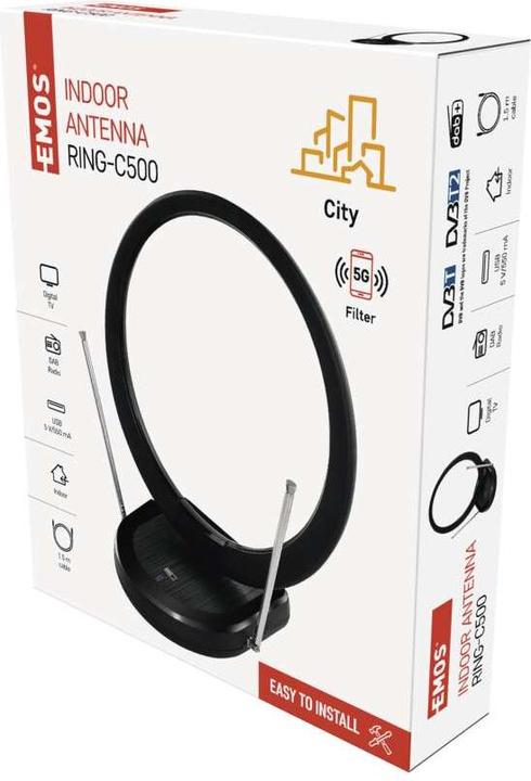 Actual product image Emos Indoor antenna CITY RING-C500, DVB-T2, DAB, LTE/4G/5G Filter (Indoor antenna, DVB-T / -T2)