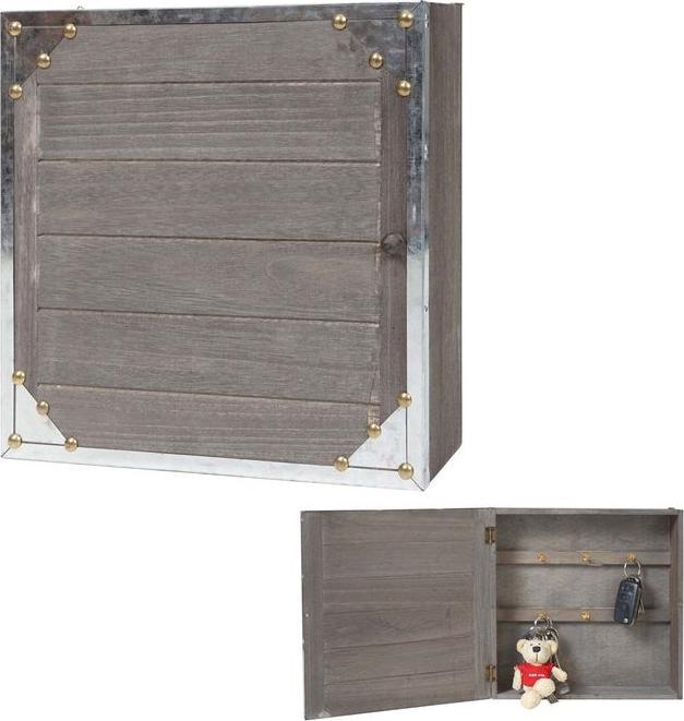 Produktbild Mendler Schlüsselkasten Virginia, Shabby-Look Vintage 27x27x6cm grau-braun (27 x 27 x 6 cm)