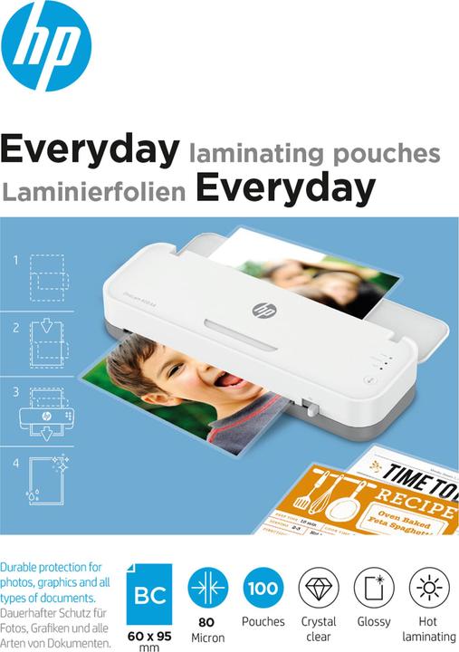 Immagine prodotto HP Pellicola di laminazione per biglietti da visita 80 µm, lucida (60 x 95 mm, 100 Pezzo/i, 80 µm)
