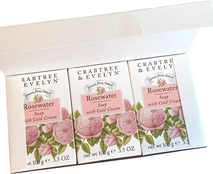 Produktbild Floris Crabtree & Evelyn Set Trio Rosewater Hydrating Soap Bar - 3 Stück, 100 Gramm (Handseifenspender)