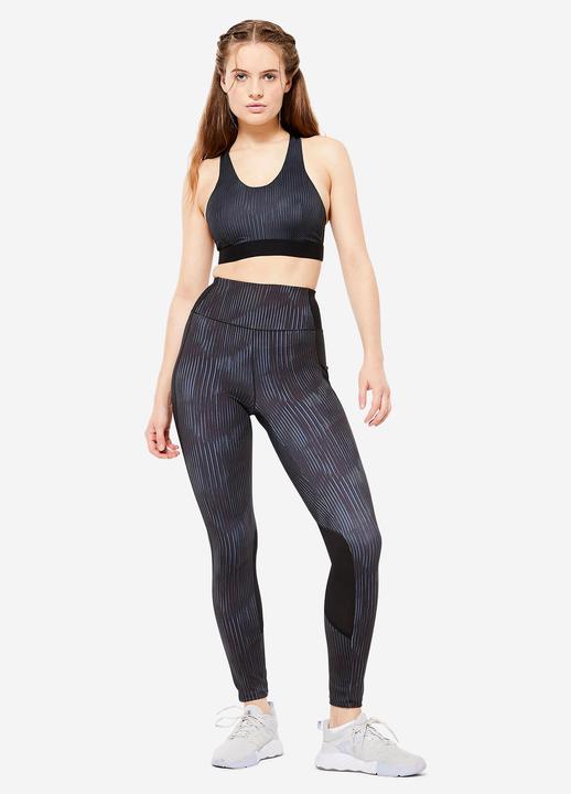 Immagine prodotto Domyos Leggings da donna con tasca per smartphone - FTI 120 stampa grigio/nero (M)