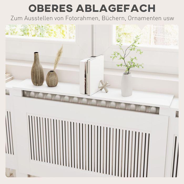 Produktbild Swisshandel24 Heizkörperverkleidung ausziehbar Heizkörperabdeckung mit Ablage, Lamellen Weiss