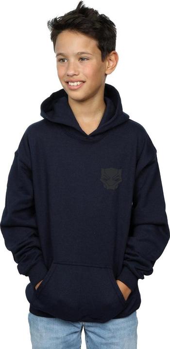 Image du produit Sweat à capuche imprimé sur la poitrine pour garçons Black Panther Black on Black (140, 146)