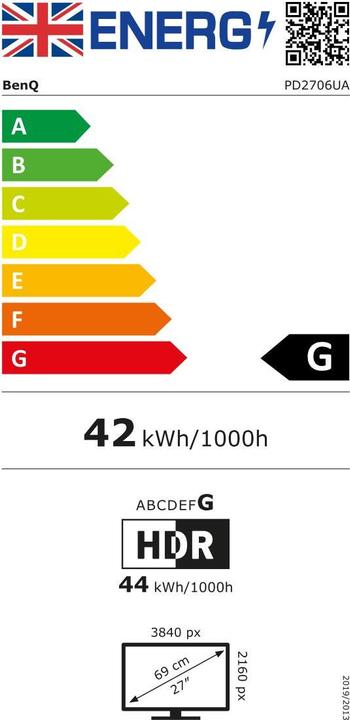 Energie-Label BenQ PD2706UA (3840 x 2160 Pixel, 27")