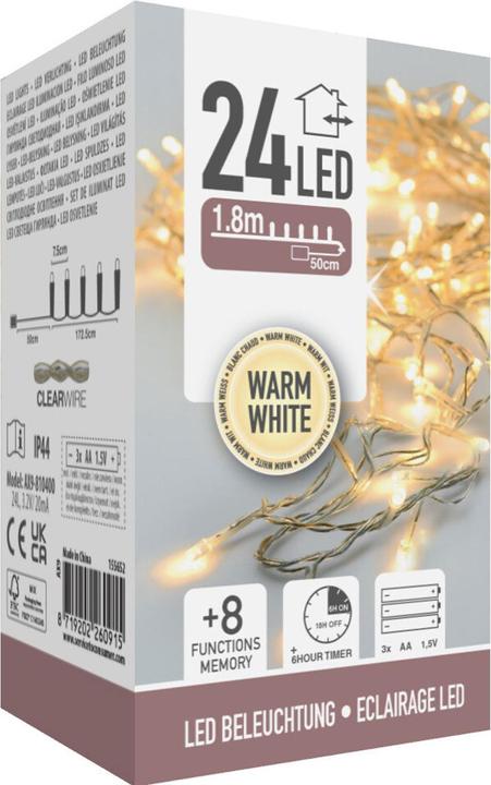 Immagine prodotto H & S Collection Set di 2 luci fiabesche a LED con 8 modalità di illuminazione e timer, 3,6 m, a batteria, IP44 (3.60 m)