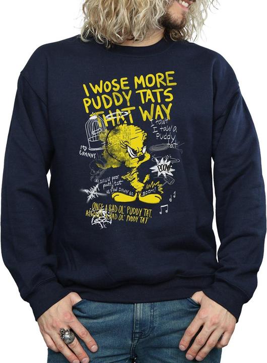 Actual product image Looney Tunes Mens Tweety Pie More Puddy Tats Sweatshirt (L)