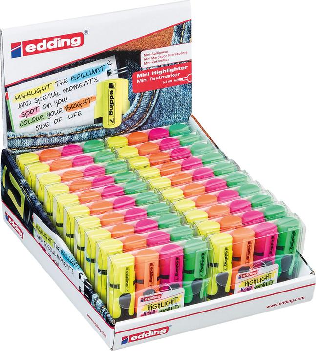 Produktbild Edding Textmarker 7 Mini 4er-Set (Mehrfarbig, 1 mm, 4 x)