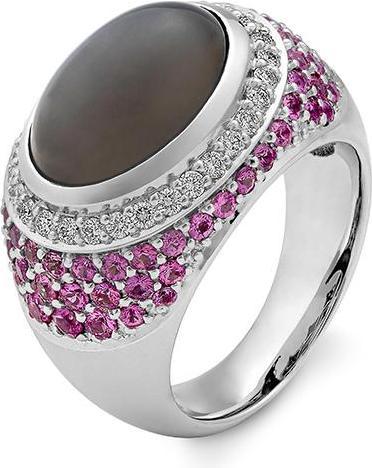 Produktbild Breuning RING - e.Mondstein Silver Moon/Brill. 0,45 Ct. tw/ (58, 750/18 K Gold)