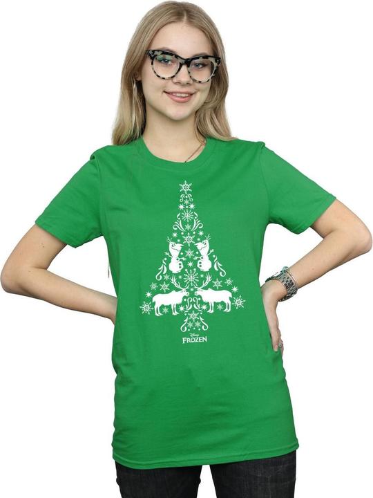 Actual product image Disney Womens/Ladies Frozen Christmas Tree Cotton Boyfriend T-Shirt (M)