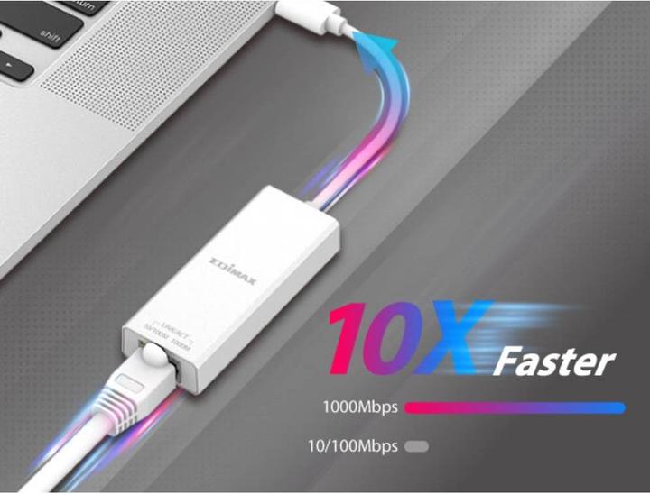 Produktbild edimax USB 3.2 Type C -> Gigabit Ethernet Adapter (USB 3.2, RJ45 (1x))