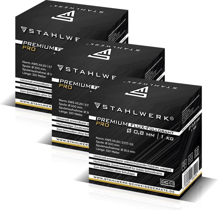 Actual product image Stahlwerk Flux-cored wire MIG/MAG Ø 0.8 mm E71T-GS 1kg wire reel S100/ D100 set of 3