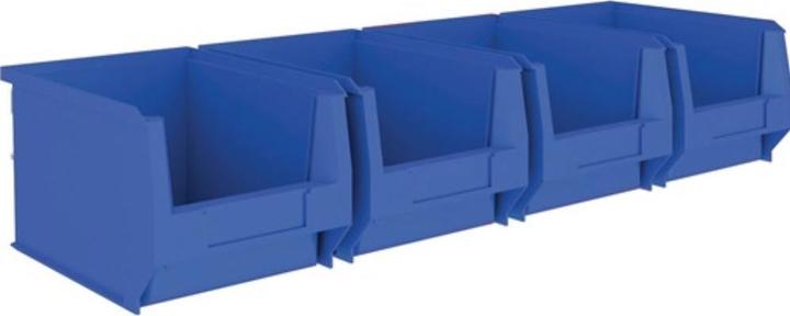 Immagine prodotto Mauser Set di contenitori aperti H140xL602xP250mm in acciaio zincato con contenitori aperti 4 x MK4 blu