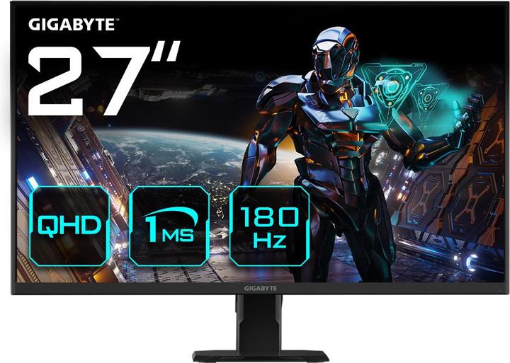 Gigabyte GS27QA 27" QHD Gaming Monitor - 2560 x 1440 (QHD), 180Hz, 1ms, 300 cd/m², FreeSync, HDR ready, HDMI (2560 x 1440 Pixel, 27")