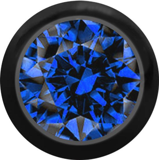 Star Piercing Kugel schwarz mit Kristall dunkelblau (ohne Messing, Chirurgenstahl 316L)