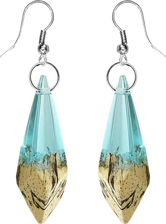 Image du produit Star Piercing Ohrring Diamant Epoxy aqua aus Tamarind Holz