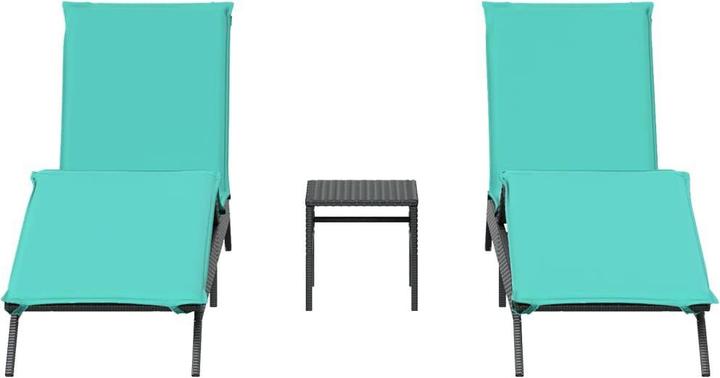 Produktbild VidaXL Sonnenliege mit Tisch Gartenliege Relaxliege 2 Stk. Schwarz Poly Rattan (35 cm)