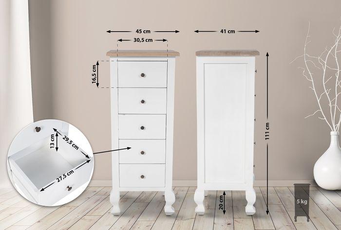 Produktbild Swisshandel24 Kommode Kora, natura/weiss (45 x 41 x 111 cm)