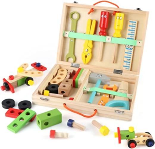 Immagine prodotto Esmée Holz Kinder Werkzeug Koffer Handwerker Tool Zubehör Lern Spielset 36-tlg. Set