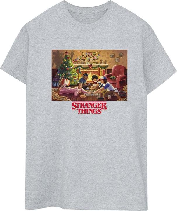 Actual product image Netflix Womens/Ladies Stranger Things Christmas Gathering Cotton Boyfriend T-Shirt (L)