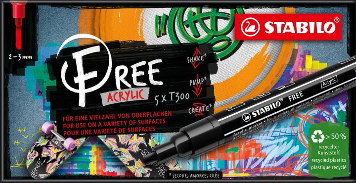 Actual product image STABILO Free (Grey, Brown, Orange, Green, Purple, Black, 3 mm, 5 x)