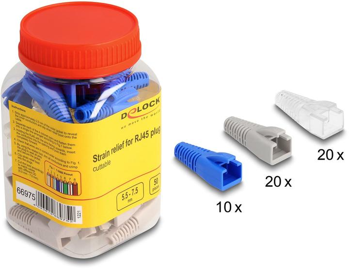 Actual product image Delock Bend protection sleeve for RJ45 plug 50 pieces (Plug grommet)
