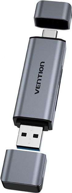 Produktbild Vention 2-in-1 USB 3.0 A+C Kartenleser - grau (USB-C 3.2 Gen 1)