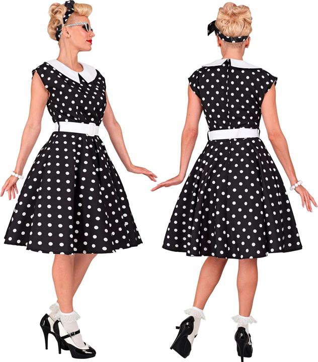 Actual product image Widmann 50s ROCK'N'ROLL FASHION BLACK (dress with petticoat, belt, hairband), S (S)