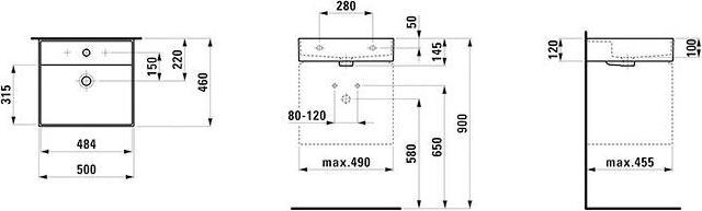 Image du produit Laufen Lavabo KARTELL 500x460mm avec meuble 1 HL-exécution we ma (460 mm, 500 mm)