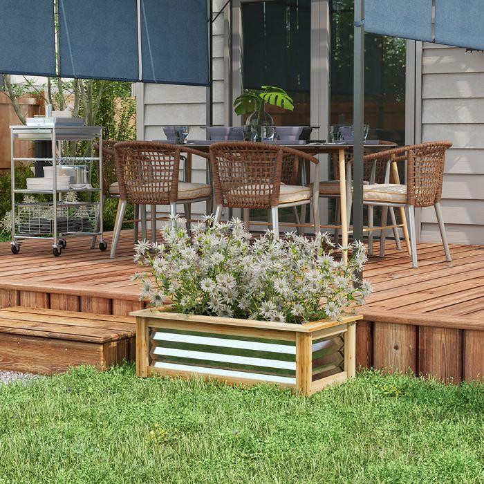 Actual product image Swisshandel24 Metal raised bed, flower box planter box with wooden frame, vegetable bed, herb bed for garden, B